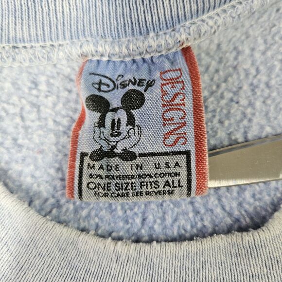 Vintage Walt Disney World Mickey Mouse Pullover Sweatshirt Y2K 90s OSFA Blue - Picture 10 of 16